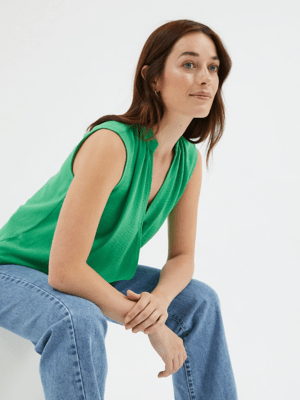 Green Wrap Over Sleeveless Top Women at ASDA