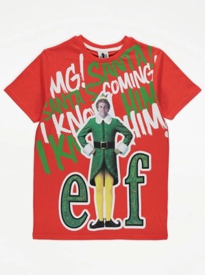 Elf Red Character Slogan Christmas TShirt Kids at ASDA