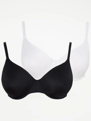 Monochrome Underwired Non Padded Bras 2 Pack Lingerie at ASDA