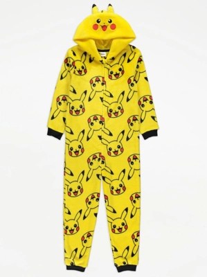 Pokémon Pikachu Yellow Fleece Onesie Kids at ASDA