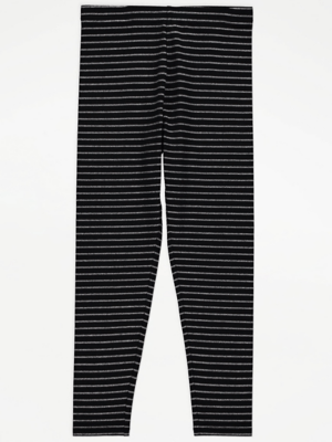 Black Glitter Stripe Legging Kids at ASDA