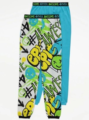 Graffiti Print Pyjama Bottoms 2 Pack Kids at ASDA