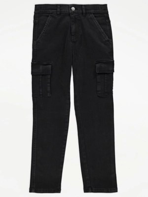 Black Cargo Jeans Kids at ASDA