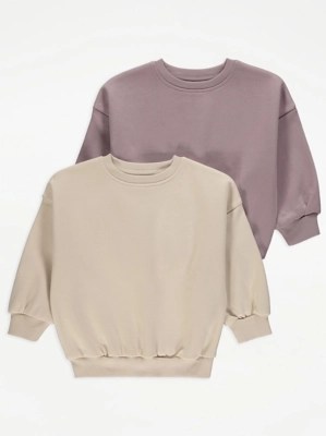 Oversized Crew Neck Sweatshirts 2 Pack Kids at ASDA