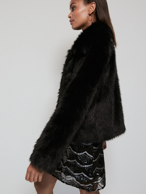Black Faux Fur Jacket Women at ASDA