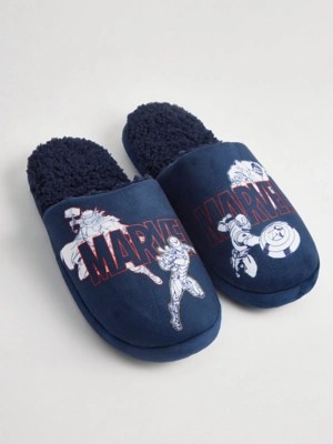 Marvel Superhero Navy Mule Slippers Men at ASDA