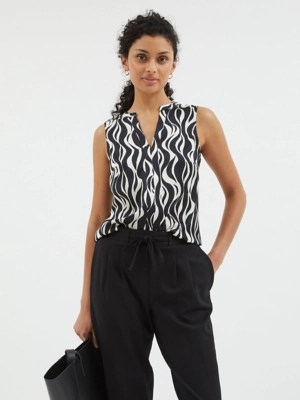Patterned Notch Neck Sleeveless Blouse Women at ASDA