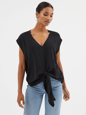 Black Knot Front Sleeveless Blouse Women at ASDA