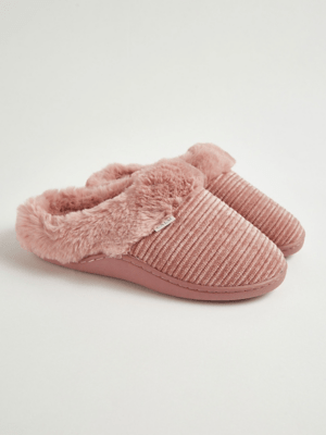 Pink Striped Mule Slippers Lingerie at ASDA