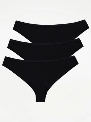 Black No VPL Brazilian Briefs 3 Pack Lingerie at ASDA