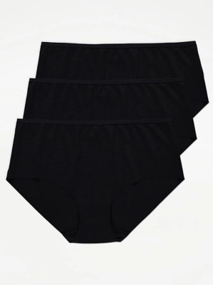 Black No VPL Midi Knickers 3 Pack Lingerie at ASDA