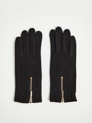 Black Wool Zip Gloves Women at ASDA