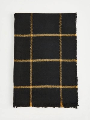 Black Checked Tassel Scarf Women at ASDA
