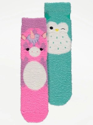 Squishmallows Fluffy Socks 2 Pack Kids at ASDA