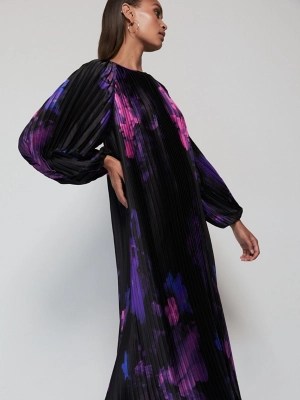 Floral Pleated Belted Satin Midi Dress Women at ASDA