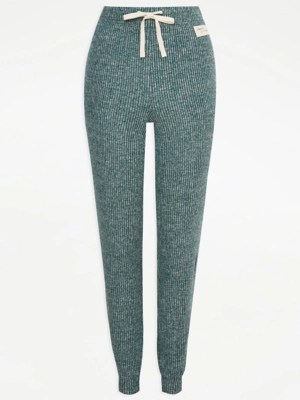 Green Brushed Snit Ribbed Pyjama Bottoms Lingerie at ASDA