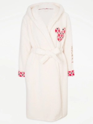 Disney Mickey Mouse Cream Checked Fleece Dressing Gown Lingerie