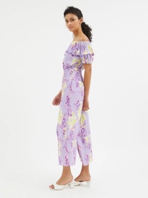 Lilac Floral Bardot Jumpsuit Women at ASDA