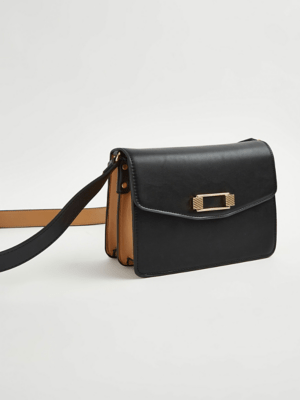 Black Flapover Cross Body Bag Women at ASDA