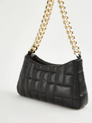 Black Quilted Chain Shoulder Bag Women at ASDA