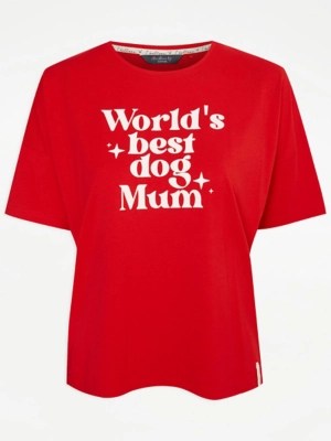 Red World’s Best Dog Mum Matching Christmas Pyjama Top Lingerie