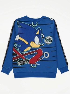 Sonic The Hedgehog Blue Graphic Sweatshirt Kids at ASDA