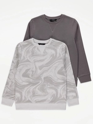 Grey Tie Dye Sweatshirts 2 Pack Kids at ASDA