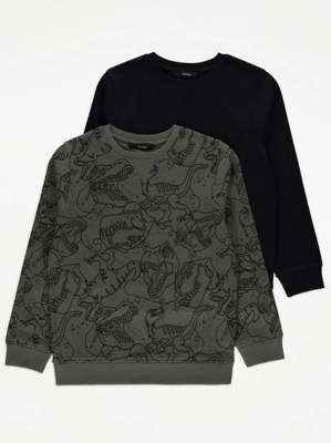Dinosaur Crew Neck Sweatshirts 2 Pack Kids at ASDA