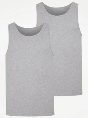 Black Thermal Vests 2 Pack Men at ASDA