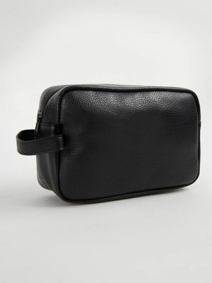 Black Leather Look Wash Bag Men at ASDA