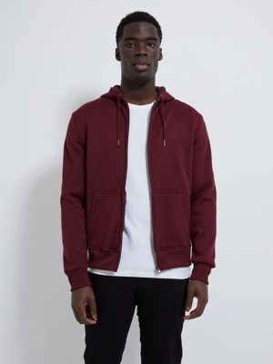 Burgundy Zip Up Hoodie Men at ASDA