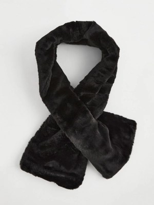 Black Faux Fur Scarf Women at ASDA