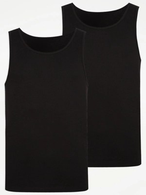 Black Thermal Vests 2 Pack Men at ASDA