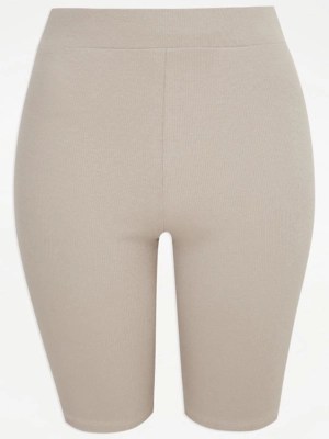 Neutral Ribbed Cycling Shorts Women at ASDA