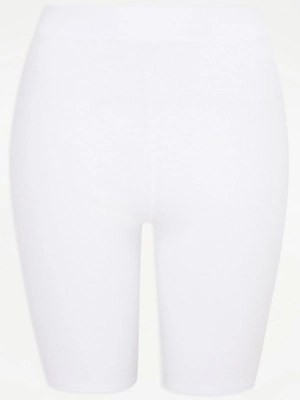 White Ribbed Cycling Shorts Women at ASDA