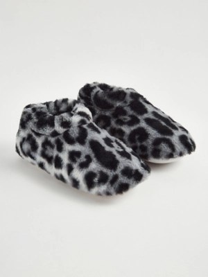 Grey Animal Slipper Socks Booties Lingerie at ASDA