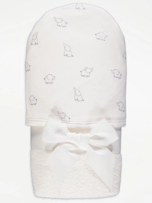 White Elephant Hooded Towel Baby at ASDA