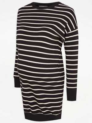 Maternity Black Striped Sweatshirt Dress Women at ASDA