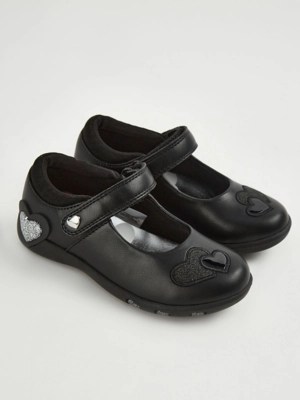 Black Heart Mary Jane School Shoes School at ASDA