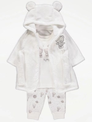 Tatty Teddy White Dressing Gown and Pyjamas Set Baby at ASDA