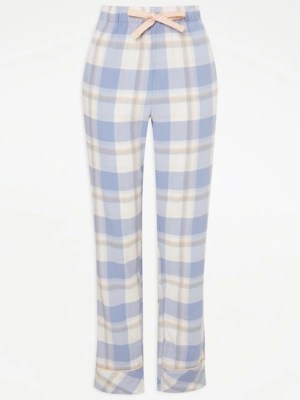 Light Blue Checked Pyjama Bottoms Lingerie at ASDA
