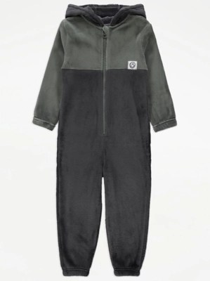 Colour Block Fleece Onesie Kids at ASDA