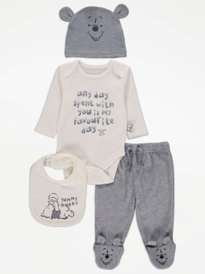 Disney Winnie The Pooh Blue Fleece 4 Piece Baby Set Baby at ASDA