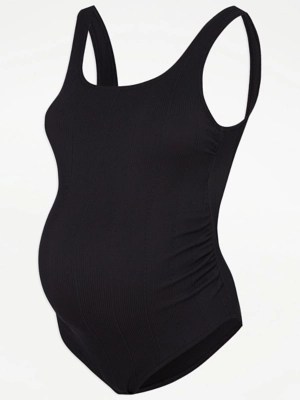 Maternity Black Textured Swimsuit Women at ASDA