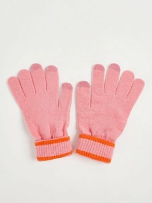 Pink Striped Cuff Knitted Gloves Women at ASDA