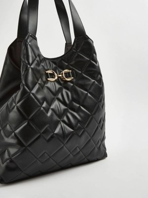 Black Quilted Tote Bag Women at ASDA