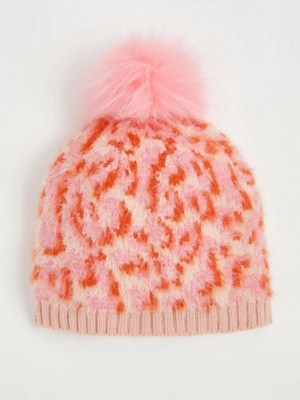 Pink Leopard Pom Pom Beanie Hat Women at ASDA