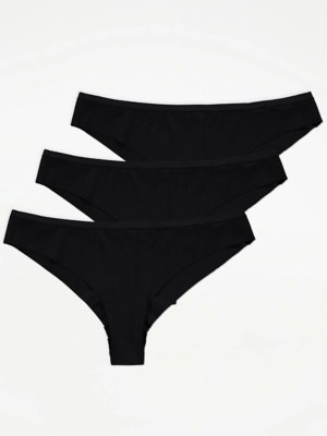 Black No VPL Brazilian Knickers 3 Pack Lingerie at ASDA