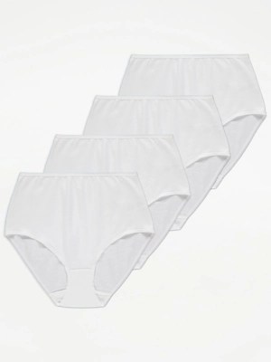 White Full Brief Knickers 4 Pack Lingerie at ASDA