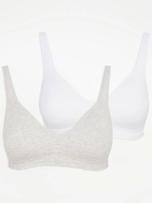 Sporty NonWired Padded Bras 2 Pack Lingerie at ASDA